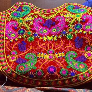 NEW Indian embroidered Red tote.